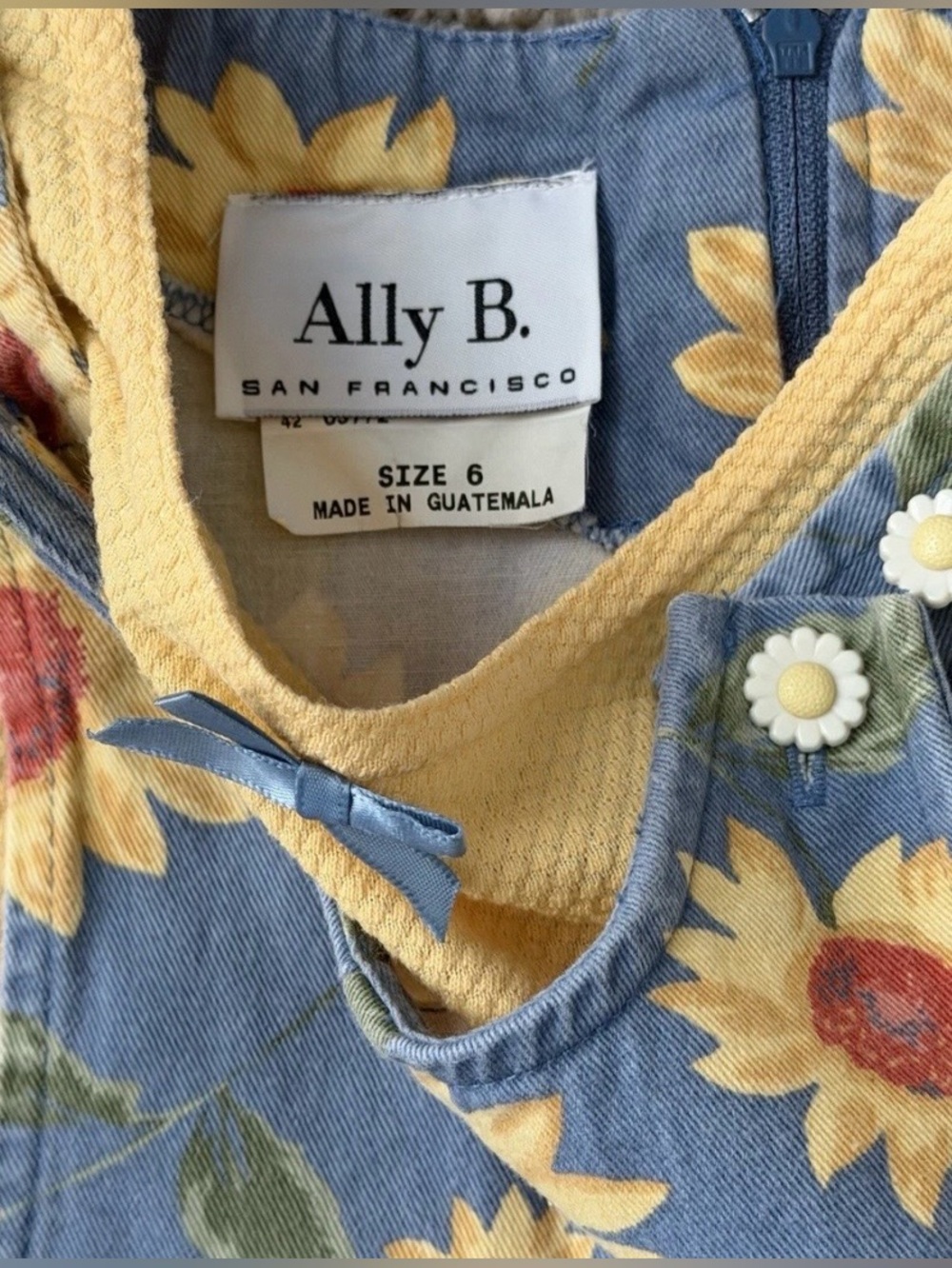 VTG Y2K Girls 6 Ally B San Francisco Sunflower Romper Set Retro Boho Floral 1 Pc - Picture 2 of 6